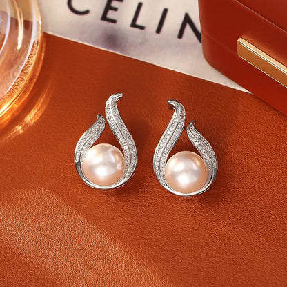 Glass Pearl Stud Earrings High-end Fashion Exquisite Angel Wishes