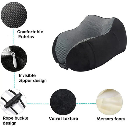 Memory Foam Travel Pillow Neck Support Cushion Without Carry Bag Ear Plugs Mask Angel Wishes