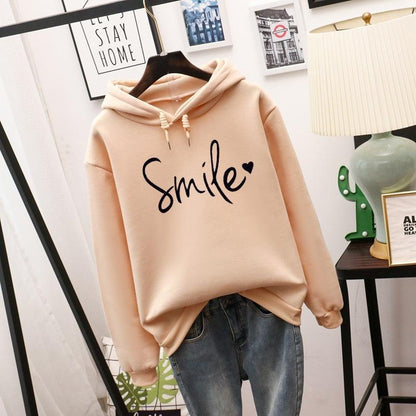 Women's Smile Printed Loose Sweatshirt Angel Wishes