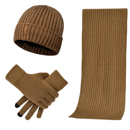 Men's And Women's Knitted Thickened Warm Wool Hat Scarf Gloves Three-piece Set Angel Wishes