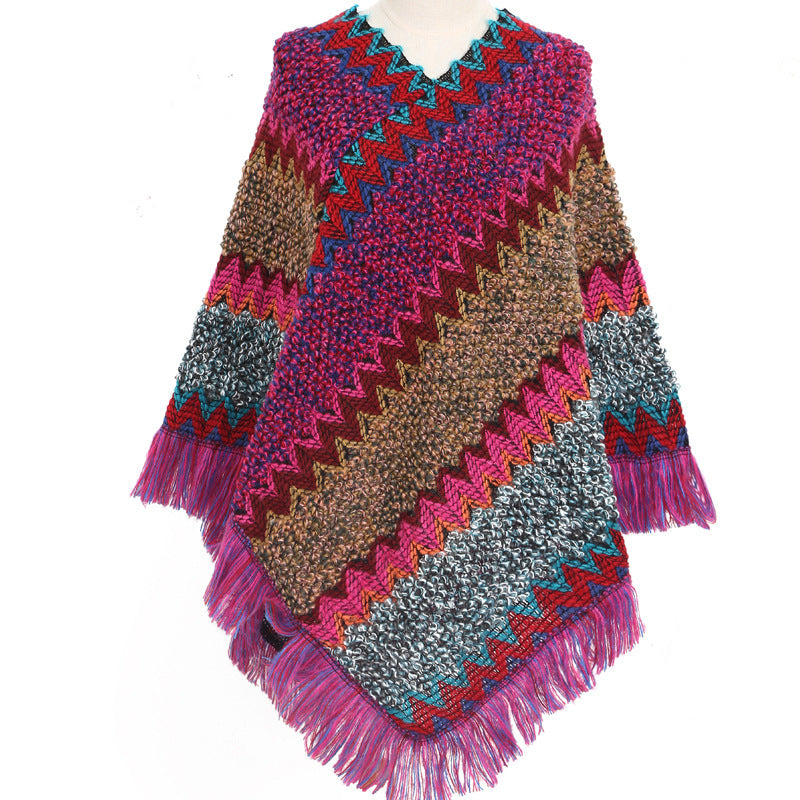 Colorful Ethnic Style Pullover Cloak Women Angel Wishes