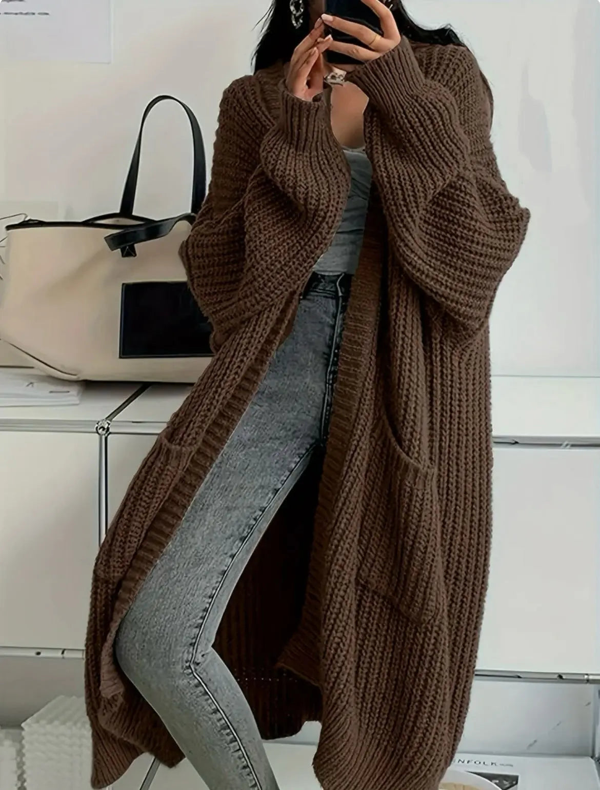 Loose Thick Knitted Cardigan Coat - Angel Wishes