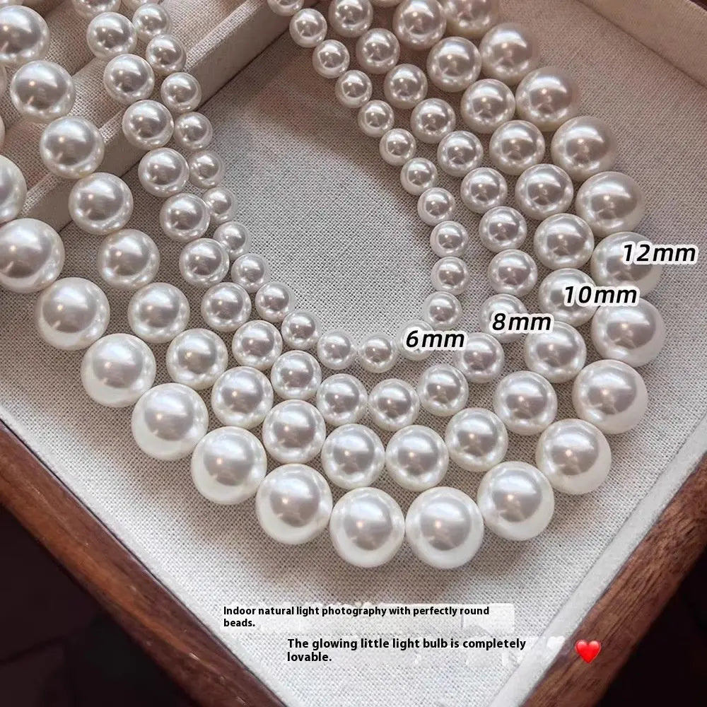 925 Silver Ingot Buckle Strong Light High Quality Shell Pearls Australian White Necklace Angel Wishes