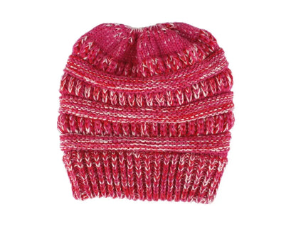Mixed Color Knitted Wool Hat Ladies Non-labeled Ponytail Hat Angel Wishes
