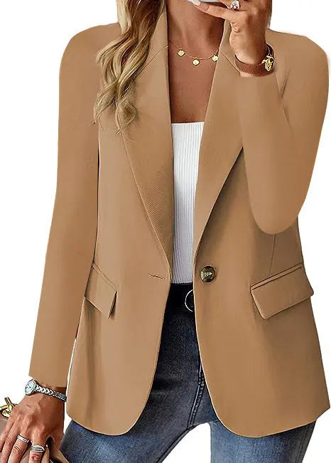 Polyester Autumn Long Sleeve Solid Color Cardigan Small Suit Jacket For Women Angel Wishes