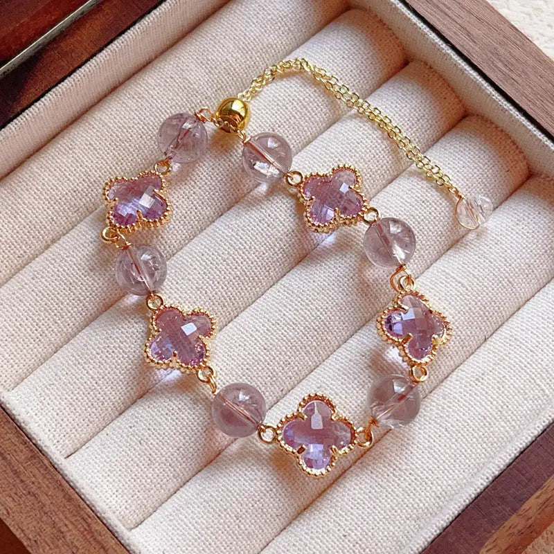 Natural Amethyst Citrine Alloy Bracelet Angel Wishes