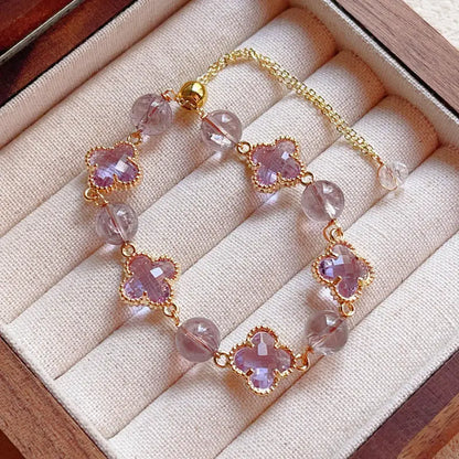 Natural Amethyst Citrine Alloy Bracelet Angel Wishes