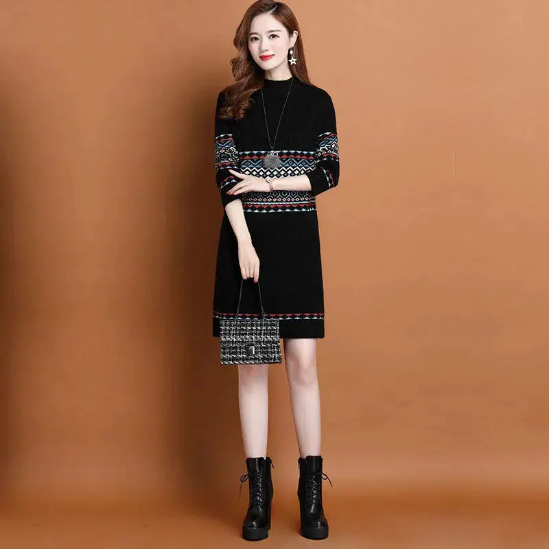 Thermal Head Cover Half Turtleneck Mid-length Bottoming Sweater Women's Woolen Skirt Angel Wishes