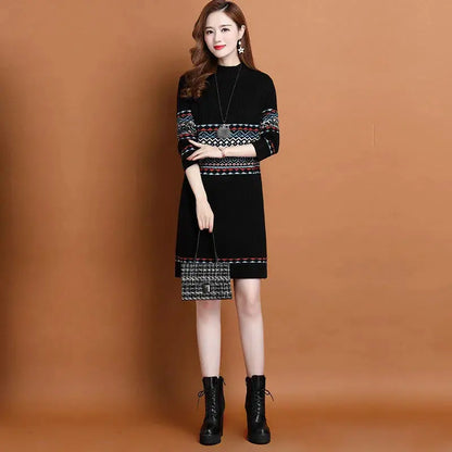 Thermal Head Cover Half Turtleneck Mid-length Bottoming Sweater Women's Woolen Skirt Angel Wishes