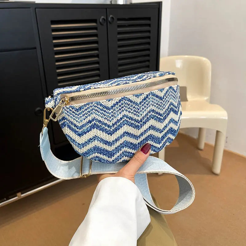 Striped Woven Women's Casual Messenger Bag Angel Wishes