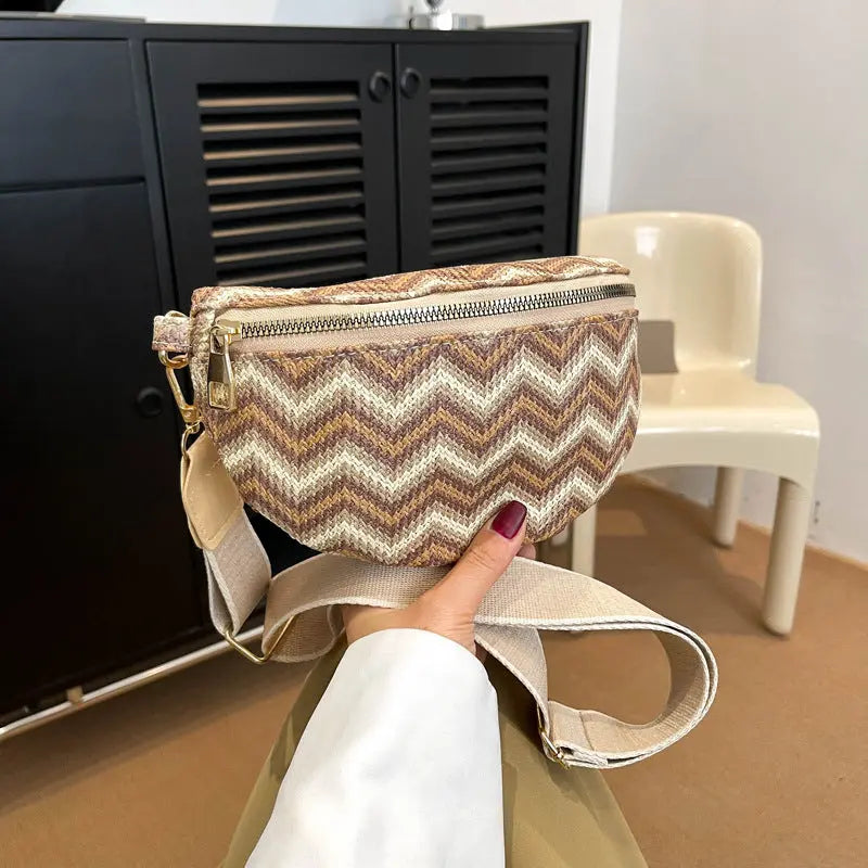 Striped Woven Women's Casual Messenger Bag Angel Wishes
