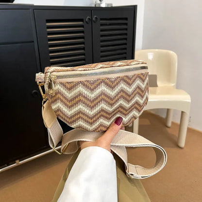 Striped Woven Women's Casual Messenger Bag Angel Wishes