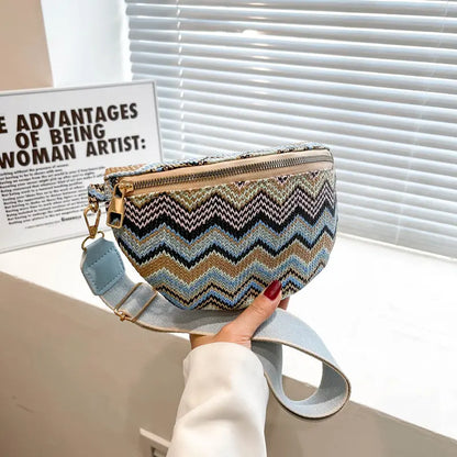 Striped Woven Women's Casual Messenger Bag Angel Wishes