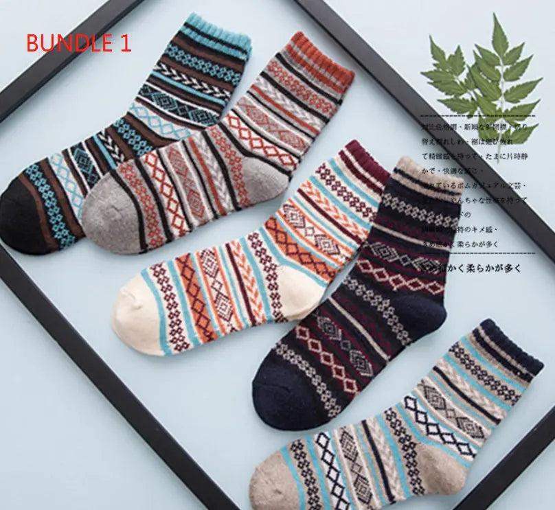 Winter Thick Warm Stripe Wool Socks Casual Sock Business Socks Angel Wishes