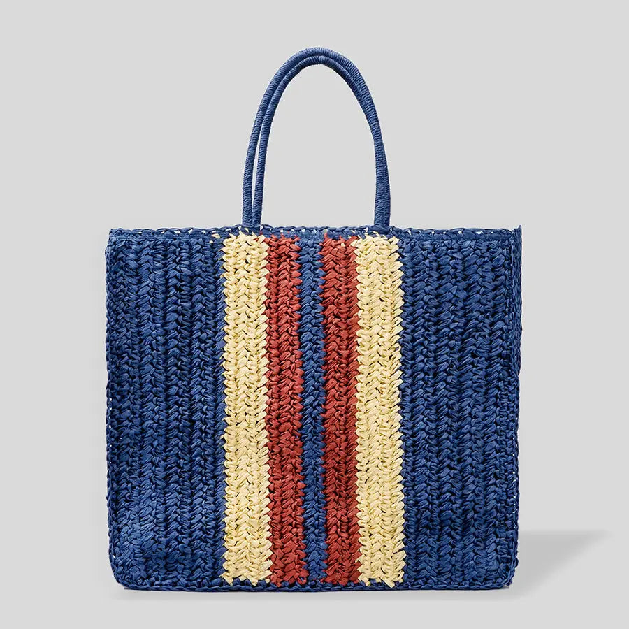 New Striped Large-capacity Straw Bag Fashionable Personality Angel Wishes