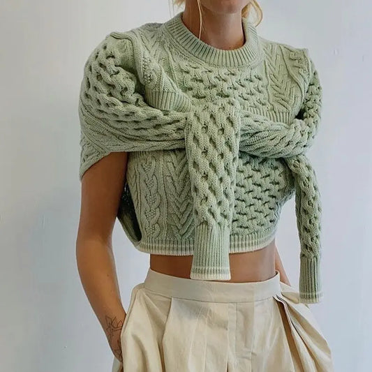 Fake Two-Piece Stretch Knit Sweater Angel Wishes