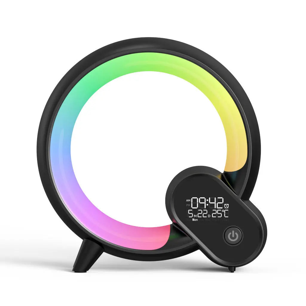 Creative Q Light Analog Sunrise Digital Display Alarm Clock Bluetooth Audio Intelligent Wake-up Q Colorful Atmosphere Light Angel Wishes