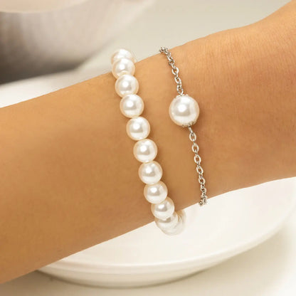 Fashion Hand Stringed Pearls Bracelet Two-piece Set Angel Wishes
