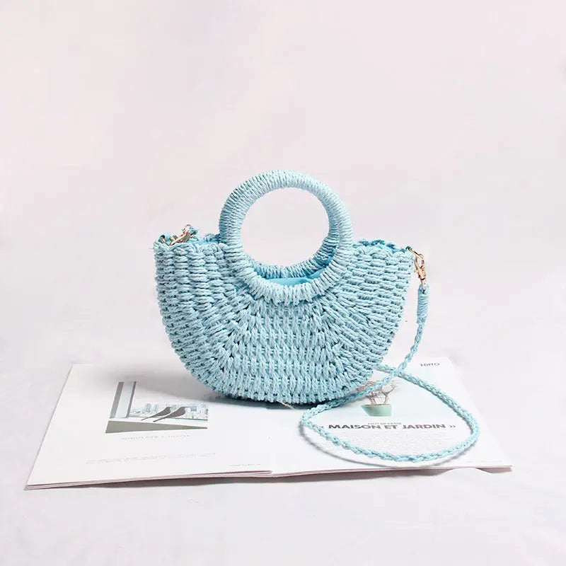 Seaside Vacation Beach Mini Straw Bag Angel Wishes