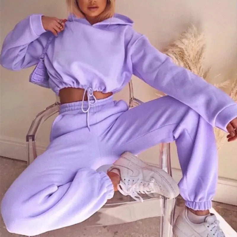 Jogging Suits For Women 2 Piece Sweatsuits Tracksuits Sexy Long Sleeve HoodieCasual Fitness Sportswear Angel Wishes