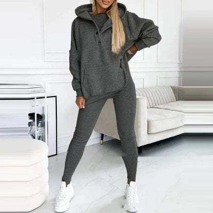 3pcs Women's Sports Suit Loose Hooded Pockets Sweatshirt And Vest And Slim Trousers Angel Wishes