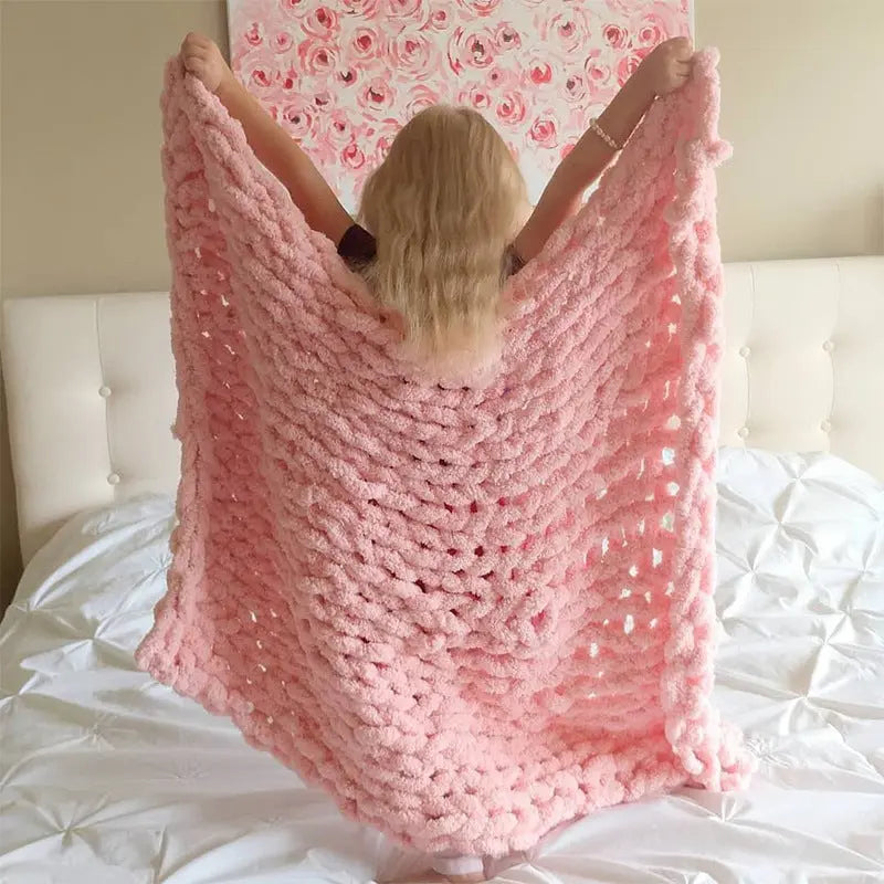 Handmade Coarse Yarn Woven Chenille Blanket Angel Wishes