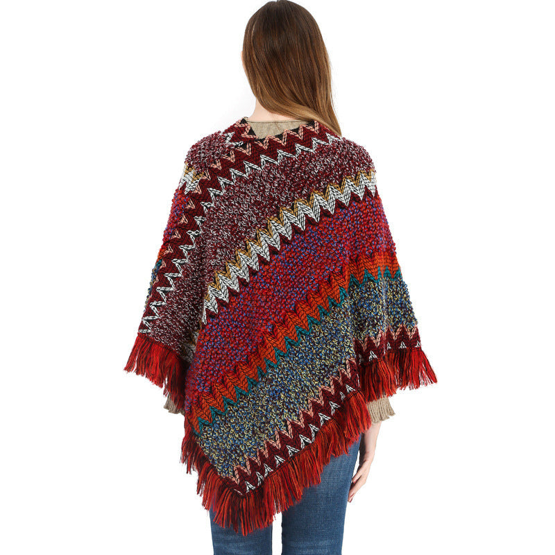 Colorful Ethnic Style Pullover Cloak Women Angel Wishes