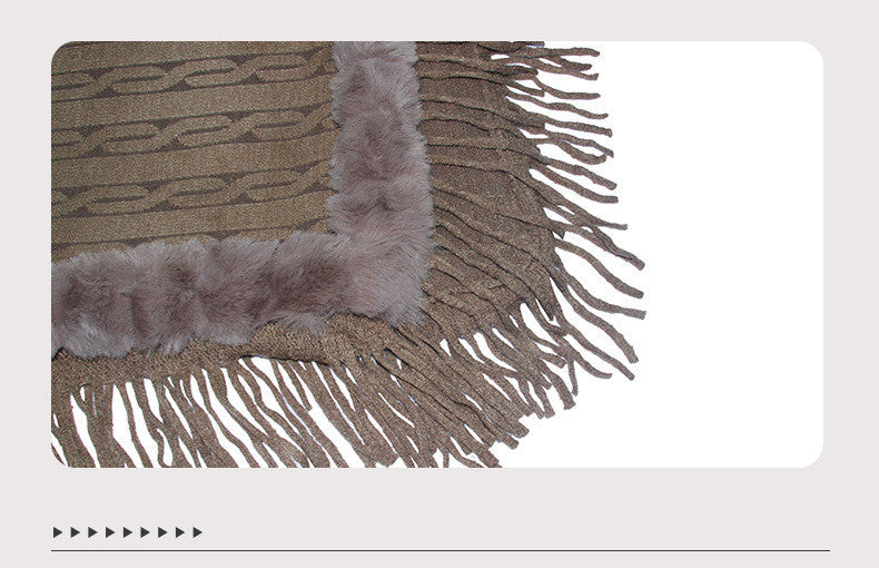 Knitted Cape Shawl With Fur Collar Angel Wishes