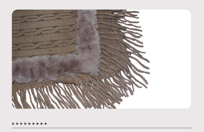 Knitted Cape Shawl With Fur Collar Angel Wishes