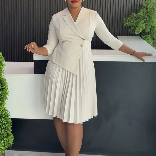 Plus Size Fashionable Elegant Pleated Dress Angel Wishes