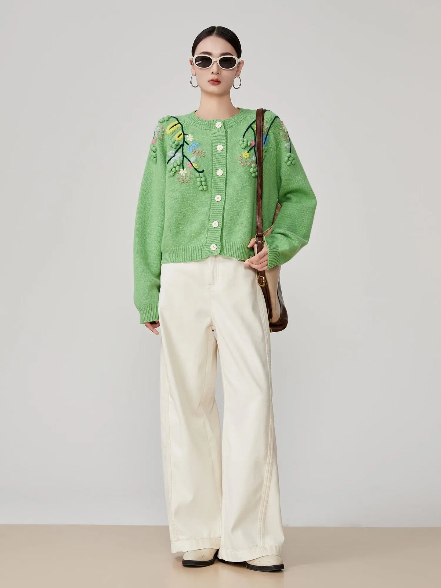 Handmade Three-dimensional Embroidered Knitted Cardigan For Women Angel Wishes