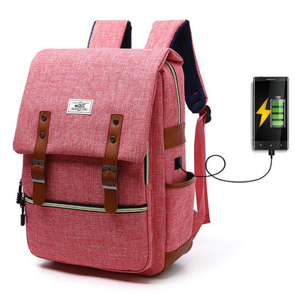 Vintage men women canvas backpacks school bags for teenage girls laptop backpack with USB charging fashion travel Angel Wishes