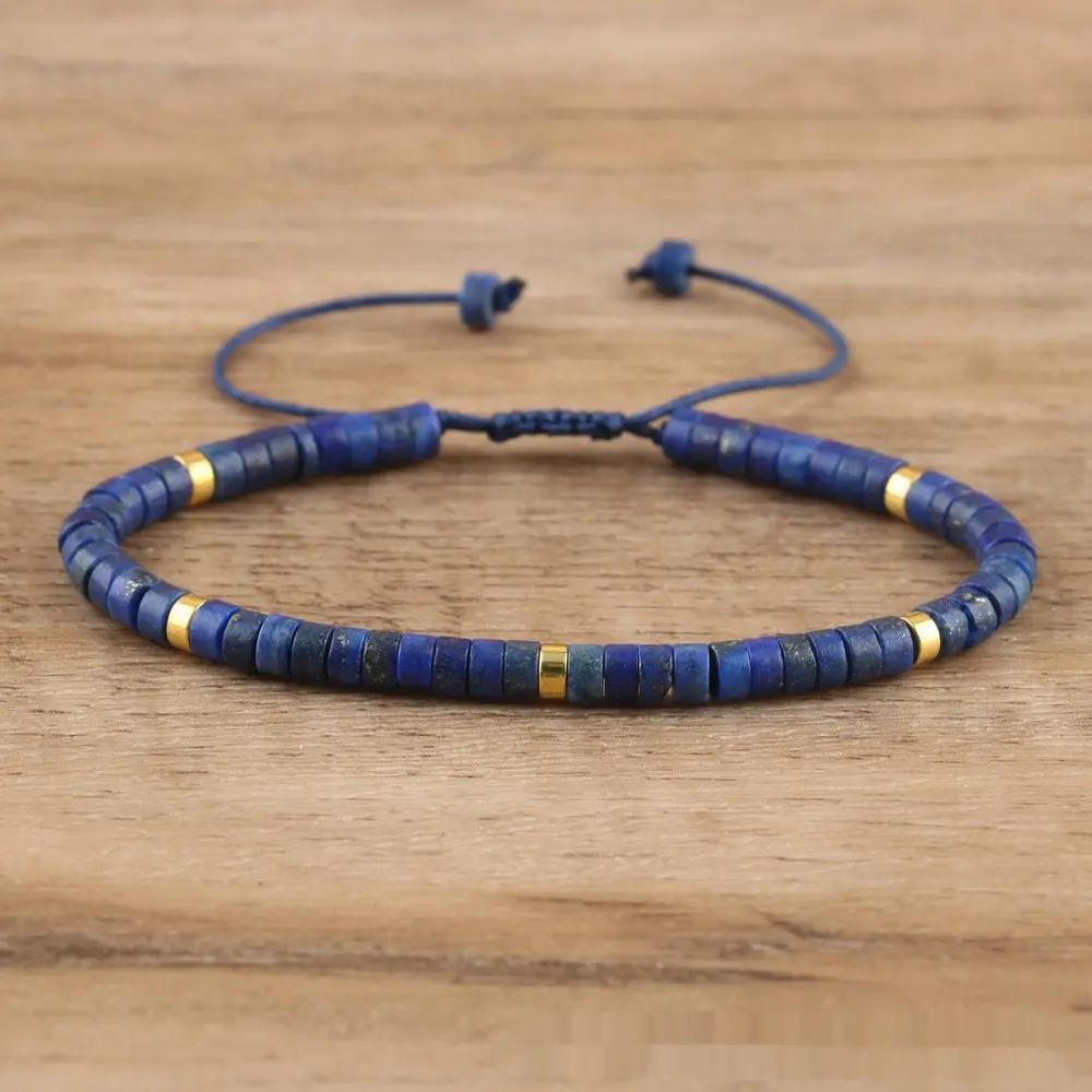 Lapis Spacer Beads Woven Bracelet Angel Wishes