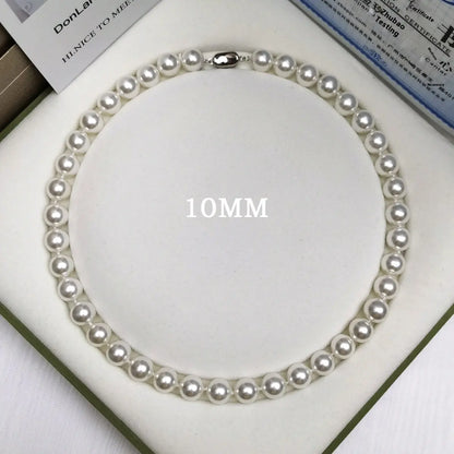 925 Silver Ingot Buckle Strong Light High Quality Shell Pearls Australian White Necklace Angel Wishes