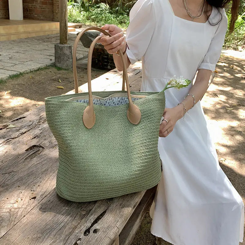 Woven Tote Seaside Vacation Style Beach Bag Angel Wishes