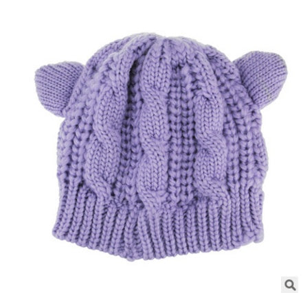 Hand Made 3D Cute Knitted Cat Ear Beanie For Winter Angel Wishes