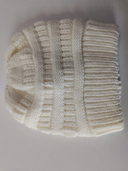 Mixed Color Knitted Wool Hat Ladies Non-labeled Ponytail Hat Angel Wishes