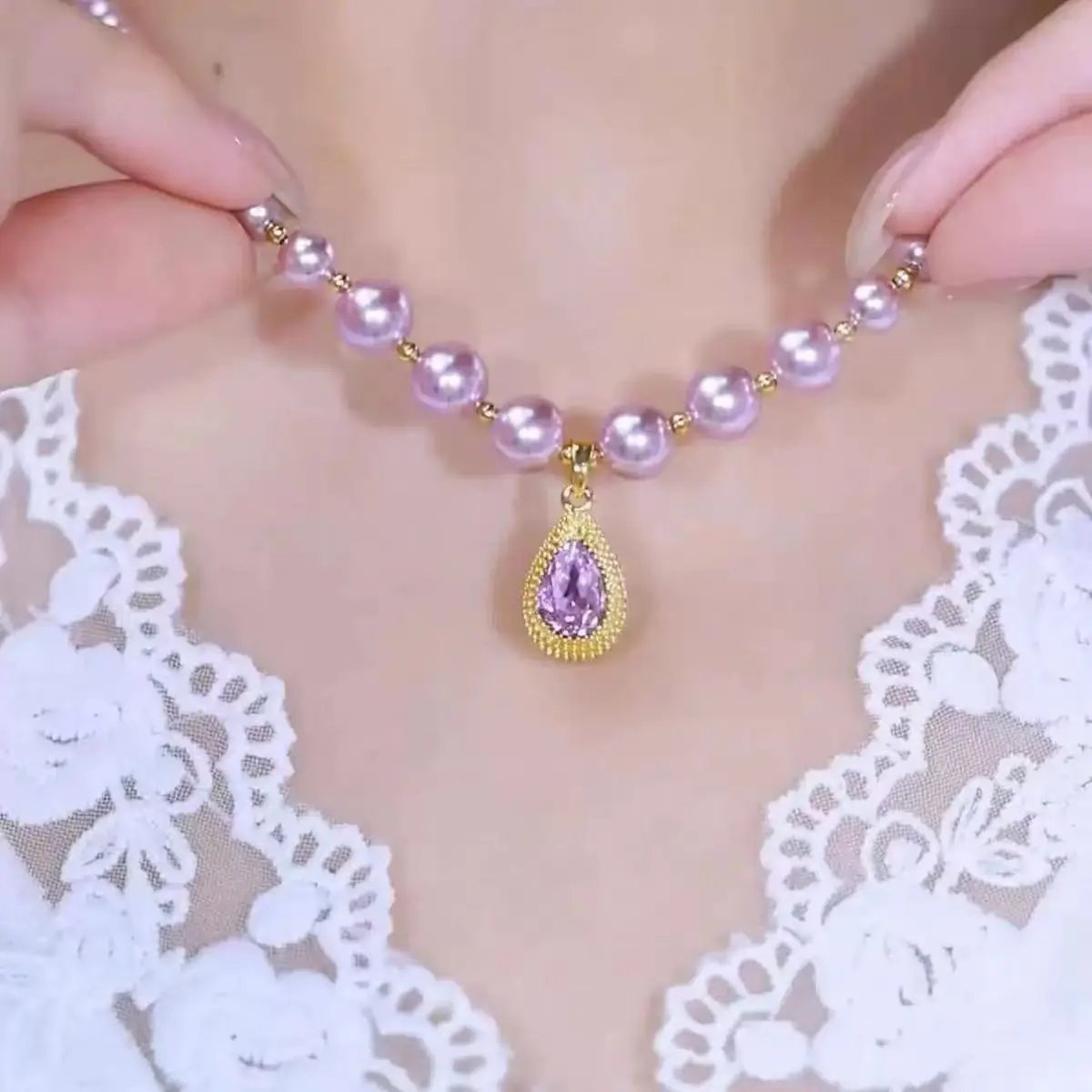 White Pearl Necklace Angel Wishes