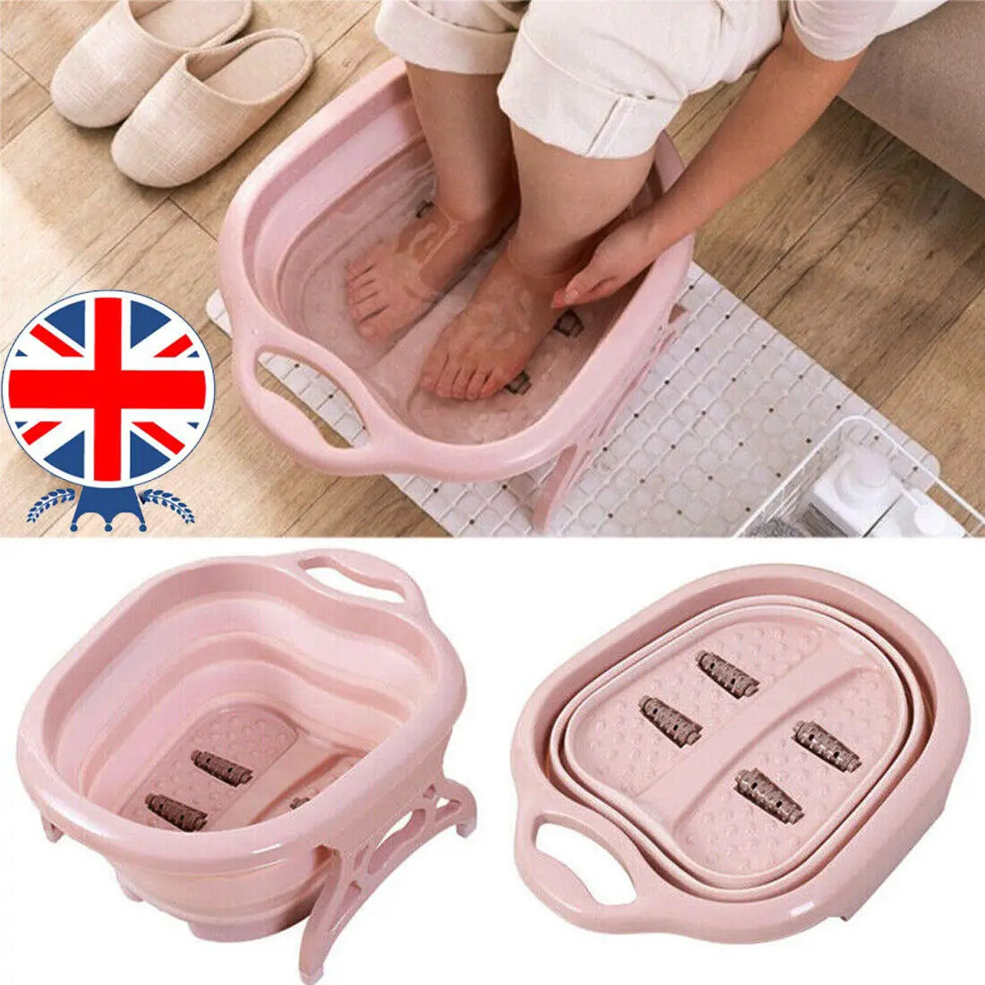 Foot Spa Pedicure Wet Bath Bubble Massage Bucket Feet Therapy Soothing Folding Angel Wishes