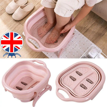 Foot Spa Pedicure Wet Bath Bubble Massage Bucket Feet Therapy Soothing Folding Angel Wishes