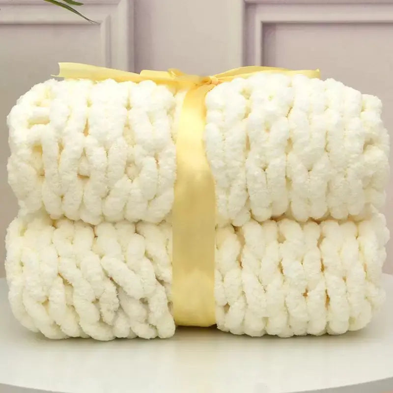 Handmade Coarse Yarn Woven Chenille Blanket Angel Wishes