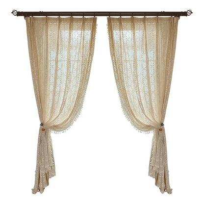 Cotton Linen Crochet Hollow Living Room Curtains Angel Wishes