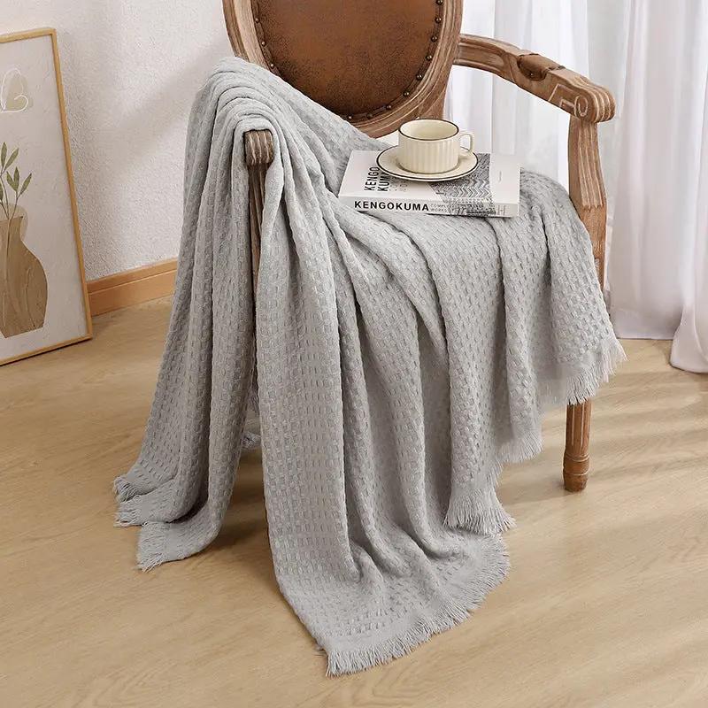 Solid Colour Knitted Sofa Blanket Angel Wishes