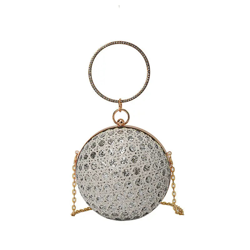 Diamond Retro Shoulder Bag Women's Crossbody Chain Ball Small Round Bag Angel Wishes