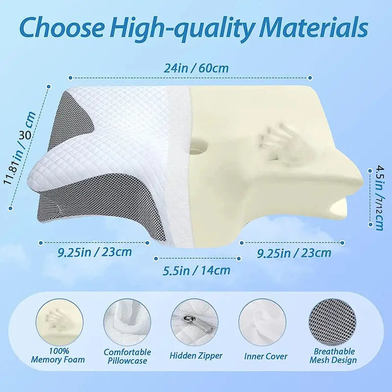 Memory Foam Cervical Pillow, 2 In 1 Ergonomic Contour Orthopedic Pillow For Neck Pain, Contoured Support Pillows,Neck Pillow Angel Wishes