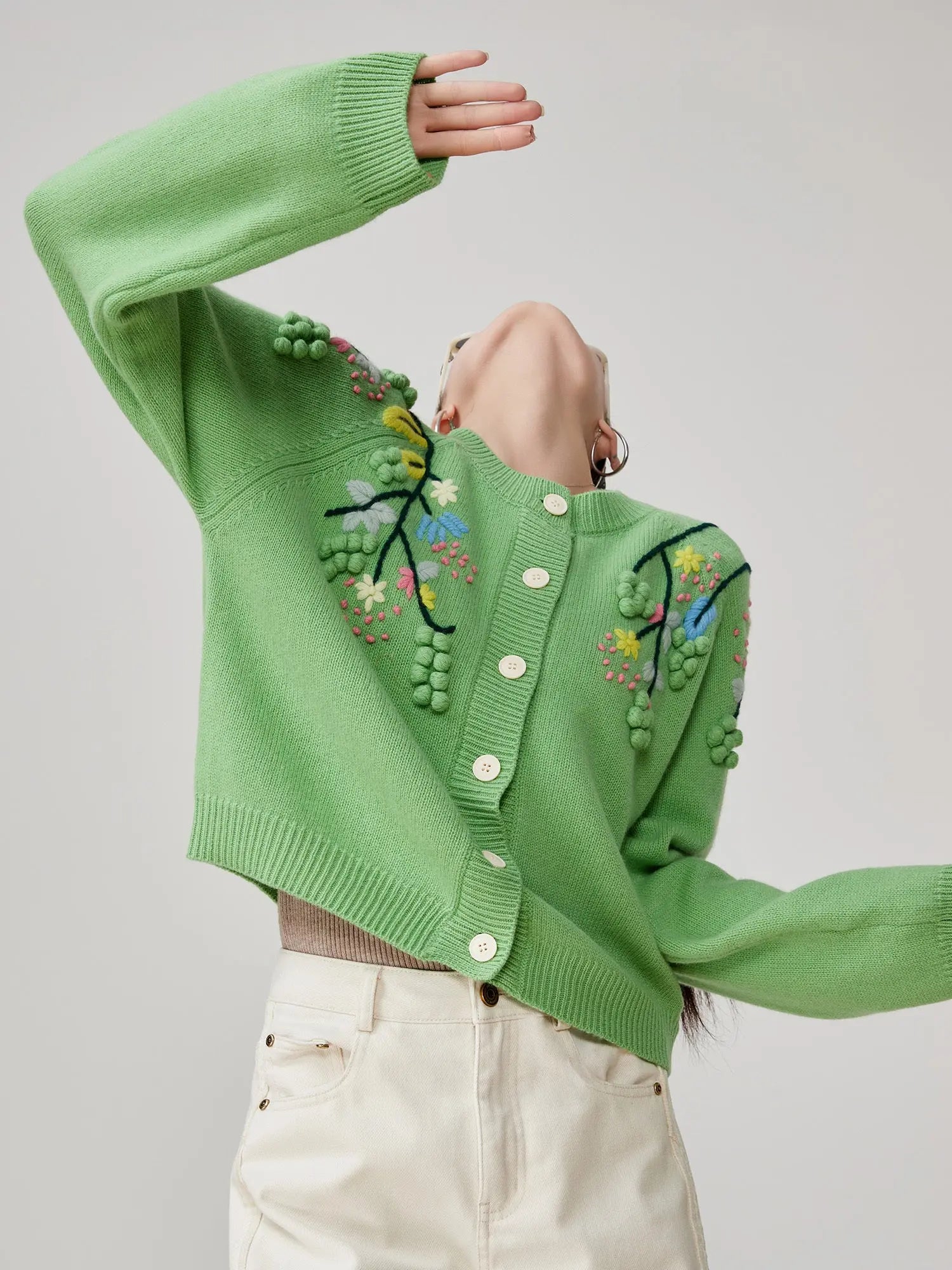 Handmade Three-dimensional Embroidered Knitted Cardigan For Women Angel Wishes