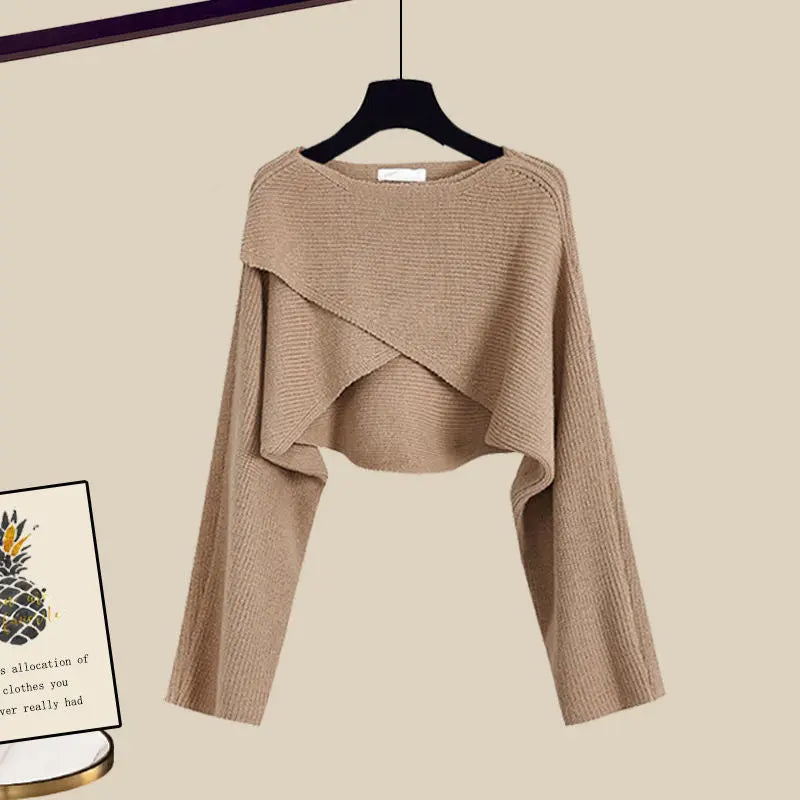 3pcs Knitted Sweater Suit With Shirt And Wide Leg Pants Autumn And Winter Suit Women Angel Wishes