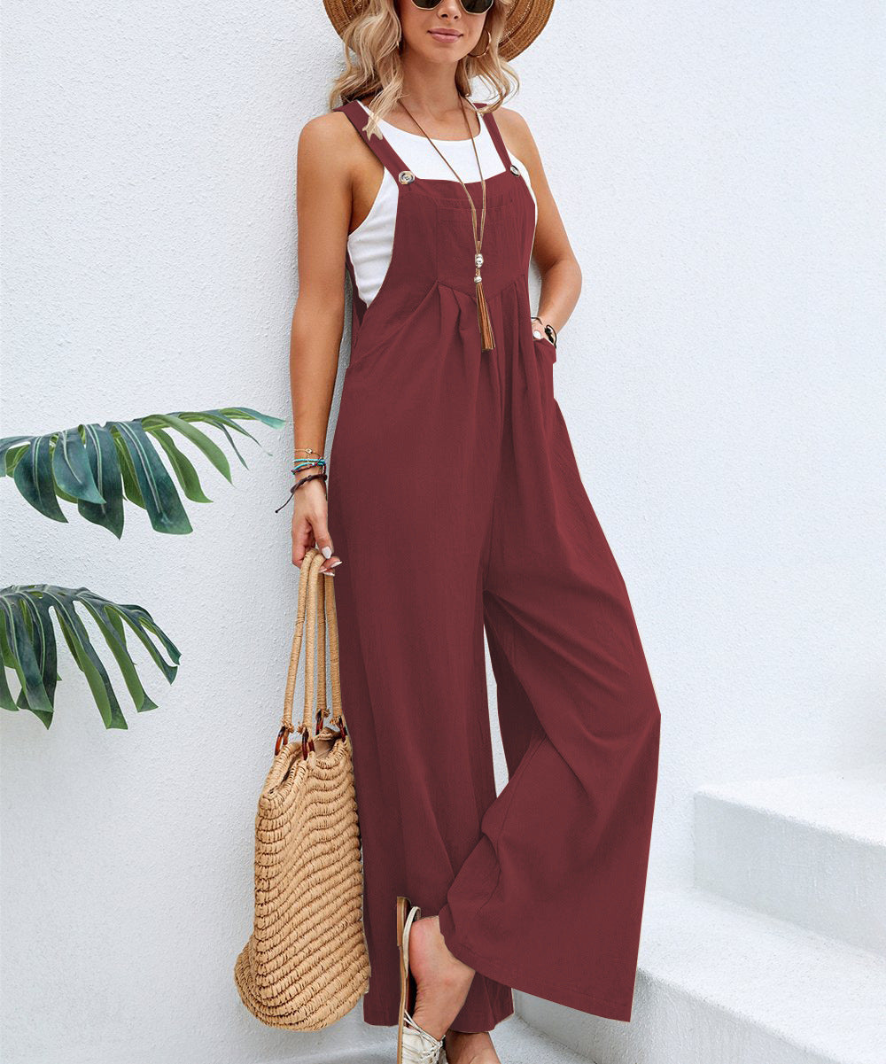 Women Long Bib Pants Overalls Casual Loose Rompers Jumpsuits With Pockets Angel Wishes