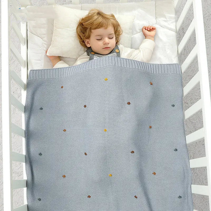 baby blanket Knitted Quilt Hand Embroidered Blanket Angel Wishes