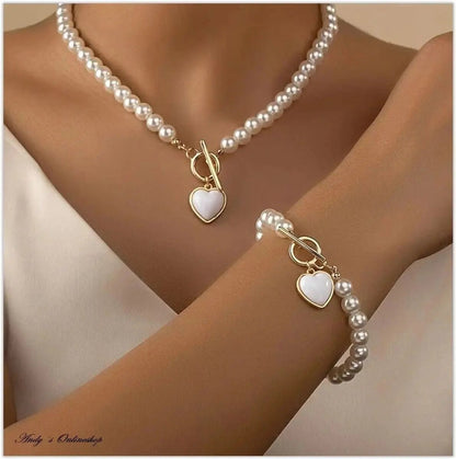 Pearls Bracelet And Necklace Set Angel Wishes